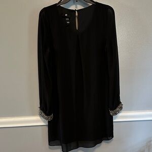 Iz Byer Black Long Sleeve Dress with Embellished Cuffs
